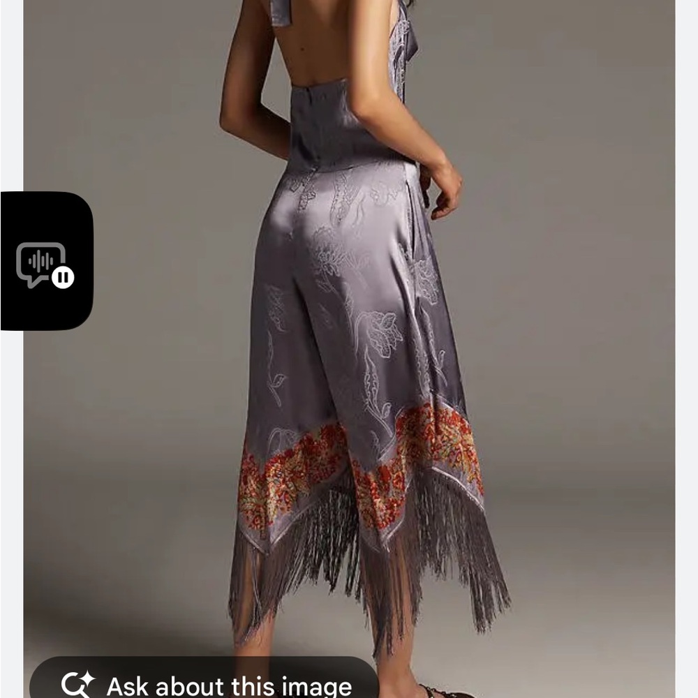 Anthropologie Purple Fringe Cowl Neck Jumpsuit - Picture 3 of 13